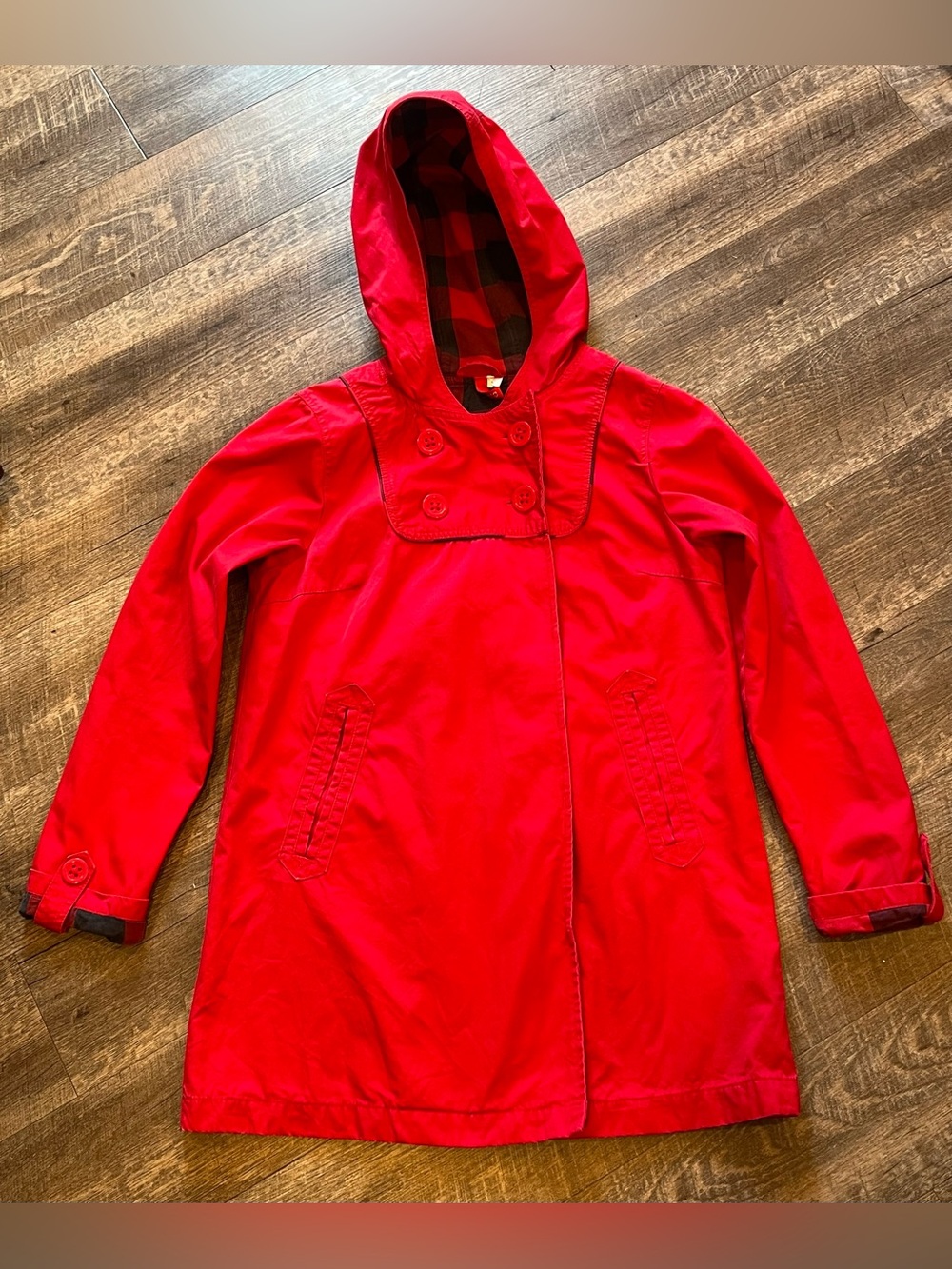 Twee Hooded Red Pea Coat
